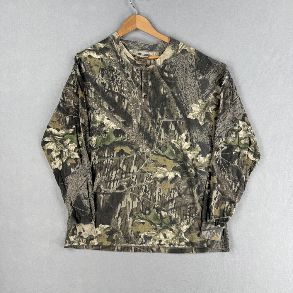 Vintage Jerzees Outdoors Shirt Mens XL Multicolor Camo Long Sleeve Henley USA